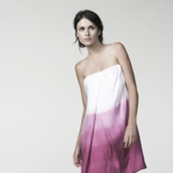 Graham & Spencer 100% Silk Ombre Pink & White Dip Dye Dress Medium - Picture 1 of 11